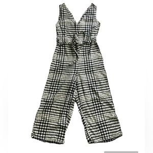 Mango Basics Checked Black & White Sleeveless Cotton tie up Jumpsuit XXS